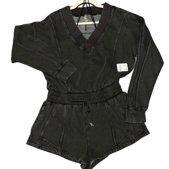 Free People FP Movement NWT Intercept Romper Black Washed Black Small - Picture 3 of 12